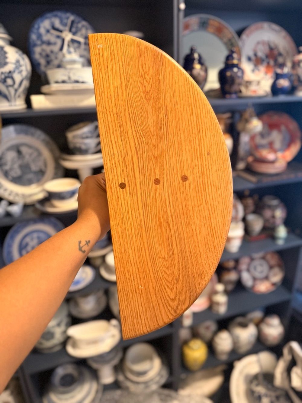 Half Moon Oak Wall Shelf - Natural Wood